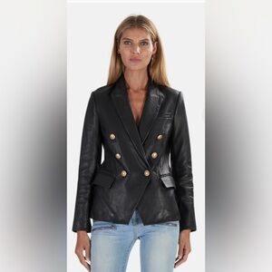 NWOT $1495 L’Agence genuine leather double breasted blazer jacket L 12